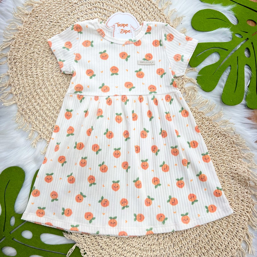  Vestido Canelado Off White Laranjinhas
